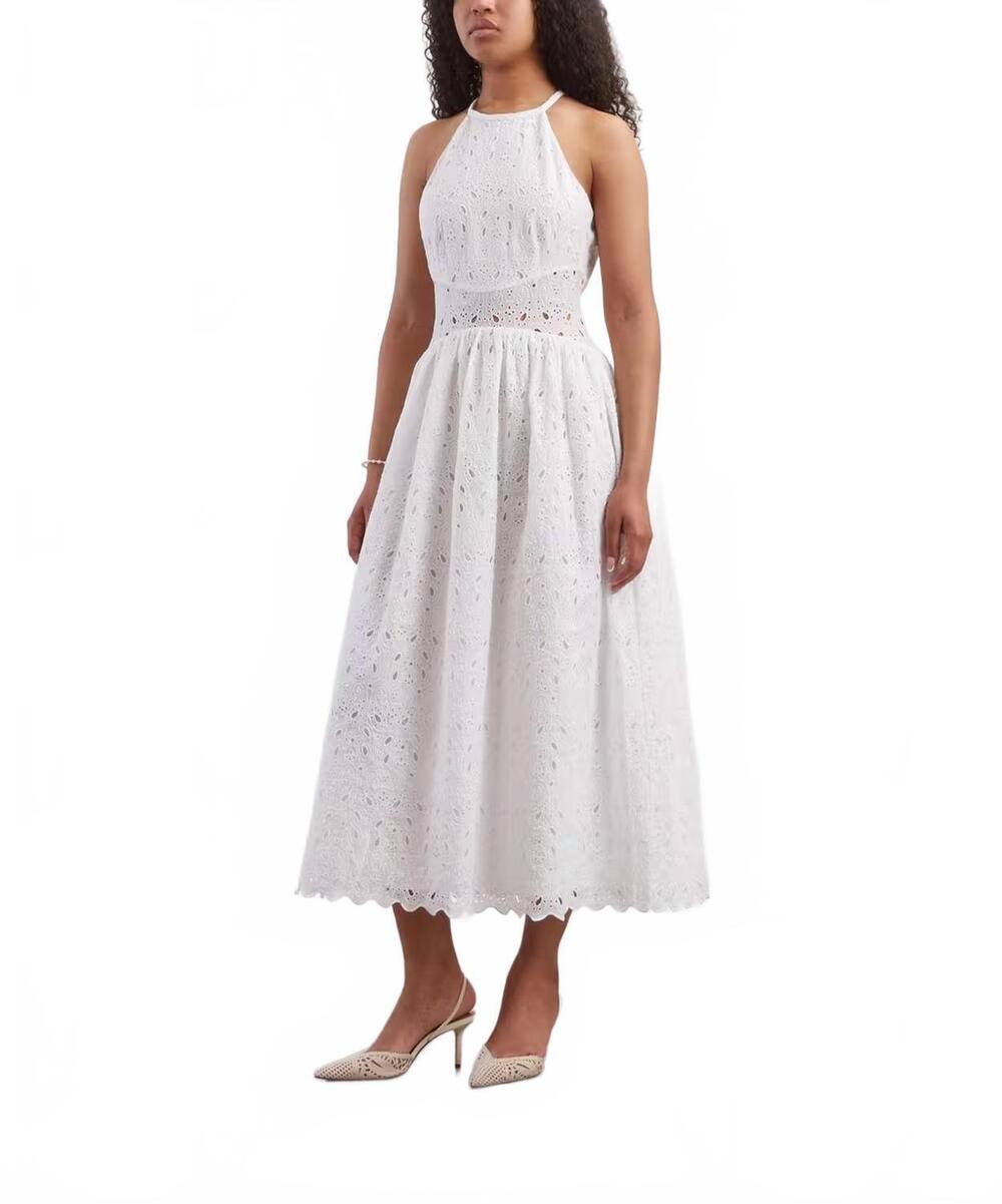 NEW FRAME paisley eyelet dress in white